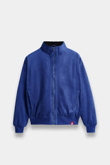 Blue Suede Jacket with Fur Lining